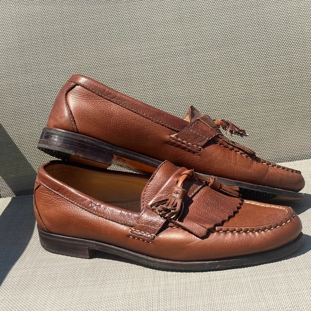 Allen Edmonds Danforth Mens Brown Leather Tassel Kiltie Loafers Size 9.5 D